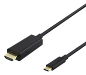 Kabelis DELTACO USB-C - HDMI, 4K UHD, 1m, juodas / USBC-HDMI1030-K / 00140019