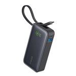 Išorinė baterija ANKER Nano 10000mAh, 30W, 1x USB A, 1xUSB C ir integruotu USB C kabeliu, juoda