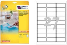 Avery Zweckform Avery Zweckform labels 63.5mm x 29.6mm, A4, white, 27 labels, detached