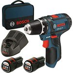 Bosch cordless drill screwdriver GSR 12V-15 Professional (blue / black, 2x Li-ion battery 2.0Ah)