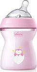Chicco CHICCO_NaturalFeeling 250ml plastic bottle with silicone pacifier medium flow 2m+ Pink