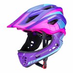 Rockbros TT-32SBPP-S children's bicycle helmet with detachable chinbar, size S - purple-pink