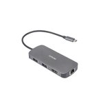 Adapteris DELTACO USB-C docking station, 3x USB-A, SD/microSD, RJ45, HDMI, sidabrinis /  USBC-HDMI26