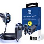 3mk Double Car Charger 135W PD QC PPS USB-C USB-A - Black