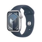 Išmanusis laikrodis APPLE Watch 9 GPS 45mm Silver Aluminium Case with Storm Blue Sport Band - S/M