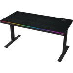 Dual-motor sit/stand adjustable-height gaming desk with wireless charger, RGB lighting