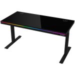 Dual-motor sit/stand adjustable-height gaming desk with wireless charger, RGB lighting