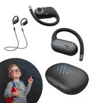 Ausinės PowerLocus BT TW Jumpy kids, atviros, belaidės, juodos/mėlynos
