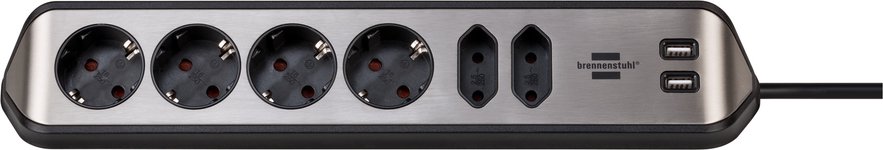 Ilgiklis BRENNENSTUHL 6 lizdų, 4x Earthed Cockets, 2x Euro su USB krovimu / 1153590610