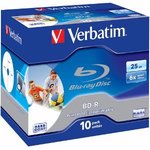 BluRay BD-R Verbatim [ jewel case 10  25GB  6x  PRINTABLE SURFACE HARD COAT ]