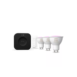 Philips Hue Starter set: 3 GU10 bulbs, dimmer switch, Hue Bridge Pro  GU10  Zigbee, Wi-Fi