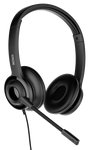 DELTACO OFFICE USB stereo ausinės, garsumo reguliatorius, triukšmą mažinantis mikrofonas, juodos spa