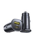 Automobilinis įkroviklis BASEUS GoTrip 30W 12-24V USB-A + USB-C QC PD, juodas