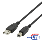 Kabelis DELTACO USB 2.0 "A-B", 2.0m, juodas / USB-218S-K / 00140005