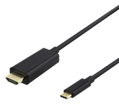 Kabelis DELTACO USB-C - HDMI, 4K UHD, 2m, juodas / USBC-HDMI1020-K / 00140021