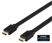 Kabelis DELTACO Flat High Speed su Ethernet HDMI, 4K UHD, 2m, juodas / HDMI-1020F-K / 00100005