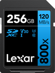 Atm.kort. LEXAR PROFESSIONAL 800x SDXC UHS-I cards, C10 V10 U3, R120/45MB 256GB