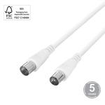 Kabelis DELTACO TV antenos, 75 Ohm, 5.0m, baltas / 00150004