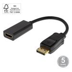 Adapteris DELTACO HDMI - DisplayPort, 4K UHD 60Hz, 0,2m, juodas / 00110022