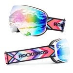 Rockbros SP284 Kids Ski Goggles Anti-Fog with UV Filter Gray Lens with Pink Mirror - White