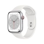 Išmanusis laikrodis APPLE Watch 8 GPS+Cell 45mm Silver Stainless Steel Case with White Sport Band