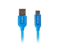 Kabelis Lanberg USB Type-C to USB Type-A 2.0 Cable Blue Premium QC 3.0, 1 m  CA-USBO-22CU-0010-BL