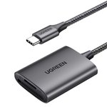 Ugreen SD/TF kortelių skaitytuvas Ugreen CM401 USB C 5 Gb/s – pilkos spalvos