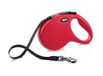 FLEXI Classic Pavadis, M, iki 25kg 5m juostelinis, raudonos spalvos