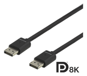 Kabelis DELTACO GAMING GAM-060, DisplayPort 1.4 kabelis, 7680x4320 60Hz, 2m, juodas