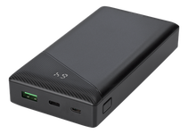 Išorinė baterija DELTACO 20000mAh, 3A/ 18W, 74Wh, 1xUSB-A fast charge, 1xUSB-C PD, juoda / PB-C1001