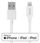Mob. telefono kabelis DELTACO USB-Lightning,iPod, iPhone, iPad, Apple C189, MFi,1m, baltas/ IPLH-401