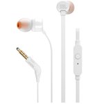 Ausinės JBL Tune 110, į ausis, laidinės, su mikrofonu, baltos
