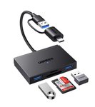 Atminties kortelių microSD, SD skaitytuvas URGEEN USB 3.0/USB-C OTG su 2xUSB-A prievadais