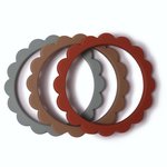 Kramtukai Mushie Flower Bracelet Cambridge Blue/Clementine/Natural, 3vnt.