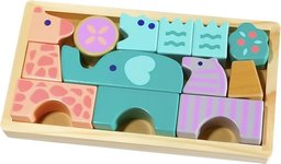 Medinės kaladėlės Gyvūnai Ecotoys, 13 vnt.