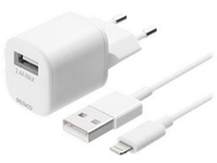 Įkroviklis DELTACO 100 - 240 V, 2.4 A, 12 W, USB-A - Lightning, baltas / USB-AC181
