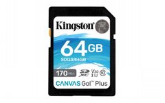 Atm.kort. KINGSTON 64GB CANVAS GO PLUS SD SDG3/64GB