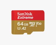 Atm.kort. SANDISK Extreme microSDXC 64GB +adapteris, 170MB/s, U3,C10,A2,V30,UHS-I/SDSQXAH-064G-GN6MA