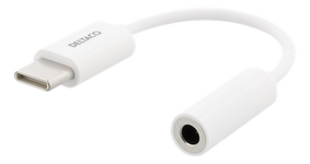 Adapteris DELTACO USB-C į 3.5mm, 9 cm, baltas / USBC-1144