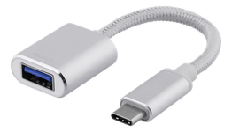 Adapteris DELTACO USB-C, USB-A, 0.1m, sidabrinis / USBC-1276