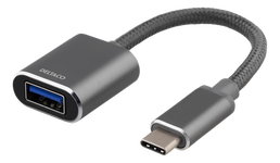 Adapteris DELTACO USB-C, UAB-A, 11cm, pilkas / USBC-1277