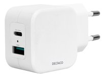 Adapteris DELTACO 1x USB-A 18 W, 1x USB-C PD 20 W, baltas / USBC-AC149