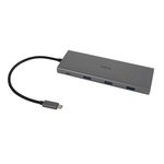 Adapteris DELTACO 12-in-1 USB-C, Triple display, 4K UHD 60 Hz, PD 85 W, sidabrinis /  USBC-HDMI27