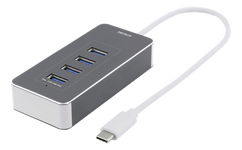 Adapteris DELTACO 4xUSB-A, 0.1m kabelis, pilkas / USBC-HUB8