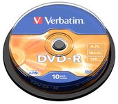 VERBATIM DVD-R 4.7GB AZO cake 10 vnt.