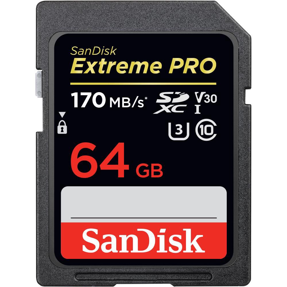 Atm Kort Sandisk Extreme Pro Sdxc Card 64gb 170mb S V30 Uhs I U3 Topocentras