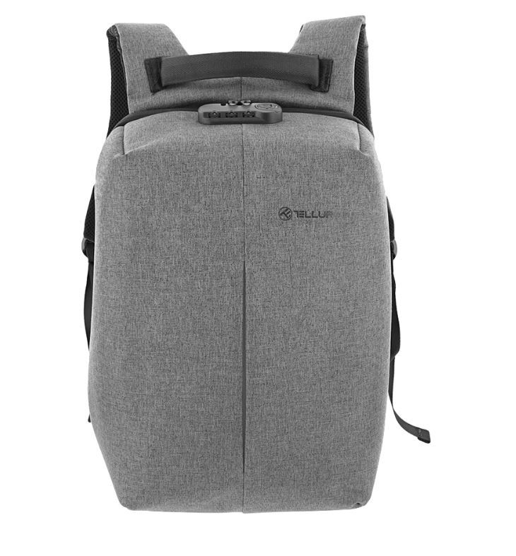 Tellur 15.6 Notebook Backpack Antitheft V2, USB port, gray Topocentras