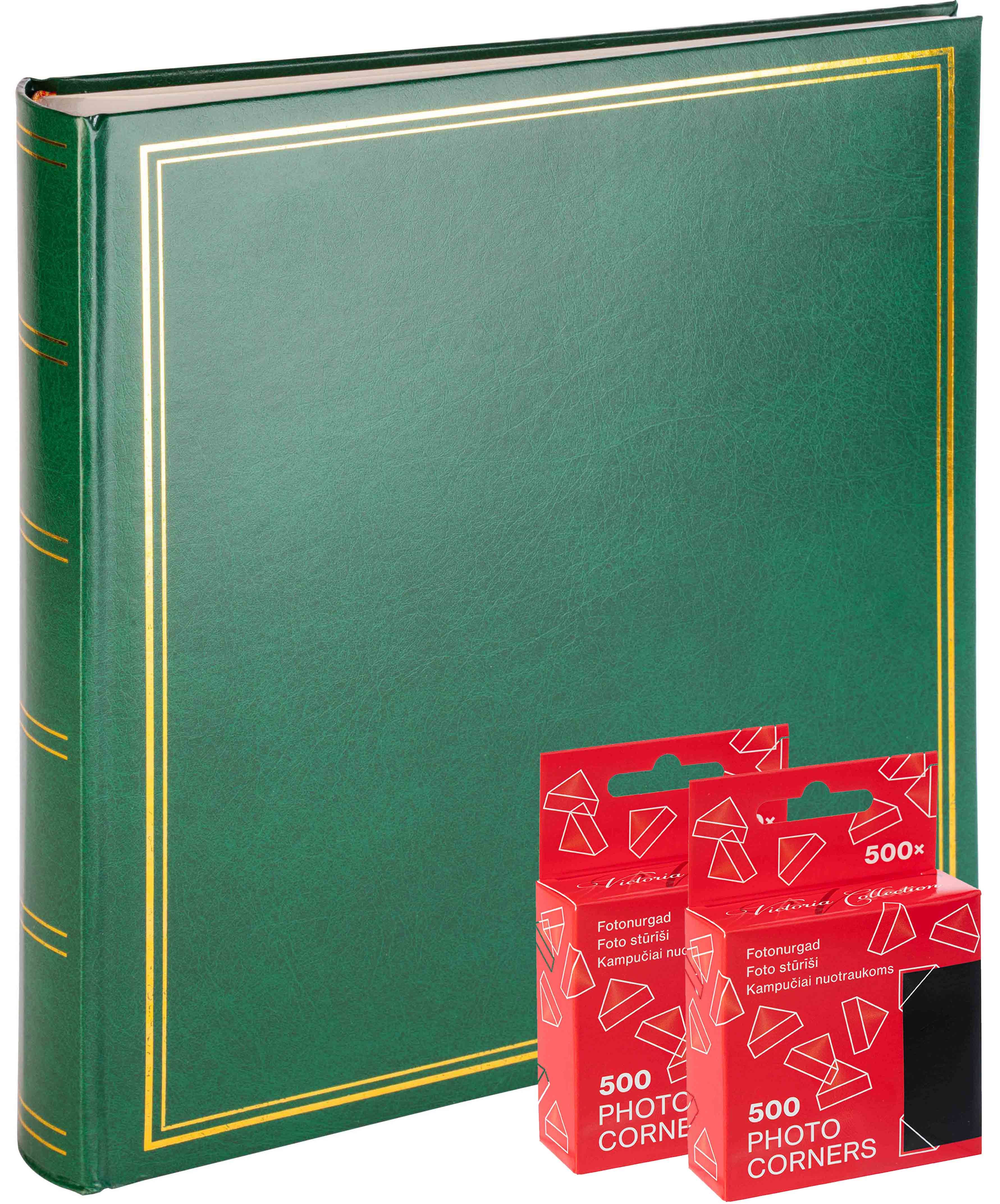 Album B100PG Classic Cream, green + photo corners 2x500tk Topocentras