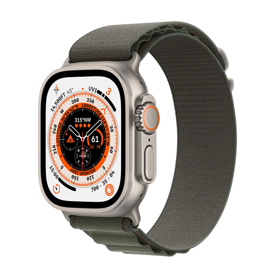 Išmanusis laikrodis APPLE Watch Ultra GPS+Cell 49mm Titanium Case with Green Alpine Loop Išmanusis laikrodis APPLE Watch Ultra GPS+Cell 49mm Titanium Case with Green Alpine Loop