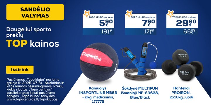 Daugeliui sporto prekių TOP kainos